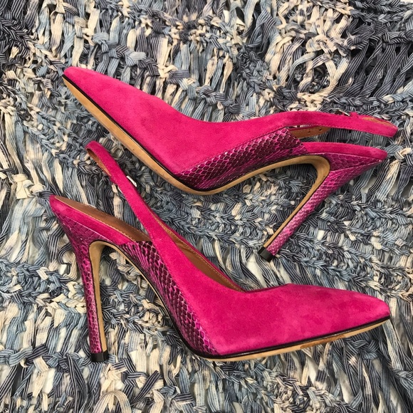 Sigerson Morrison Monte 2 Suede & Snakeskin Pumps - Picture 2 of 8